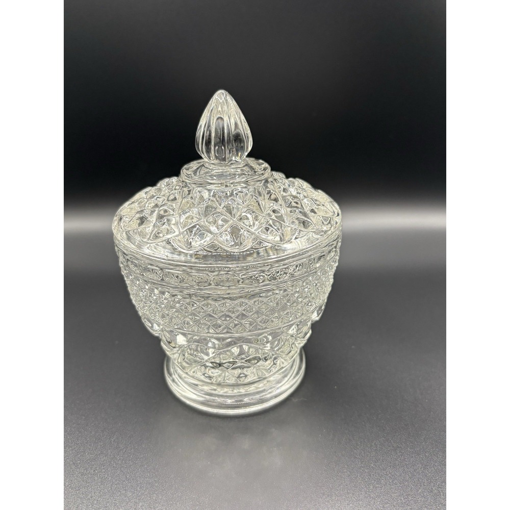 Vintage Anchor Hocking Wexford Footed Sugar Bowl with Lid